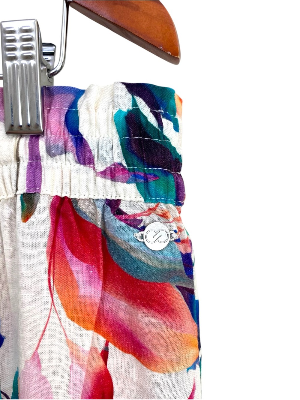 Calia Floral Linen Blend Wide Leg Pants - Tropical Palazzo-Size XL - Picture 6 of 10